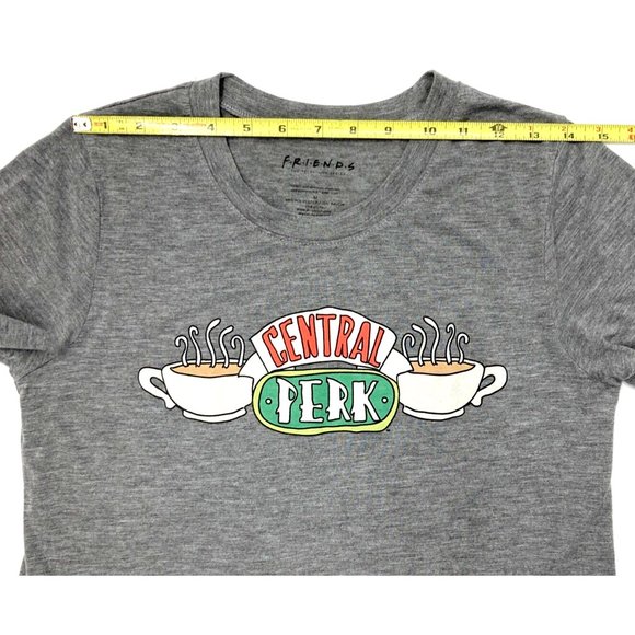 Friends TV Show Central Perk Logo Tshirt Gray Short Sleeve Hi-Lo Hem Womens Med - Picture 5 of 9